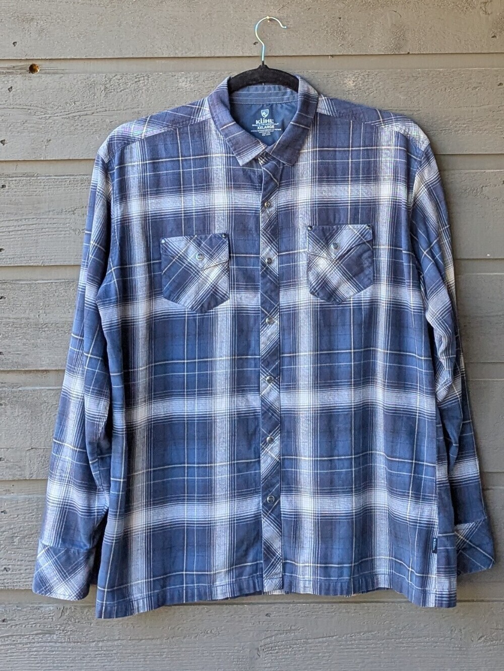 Kuhl Men's Lowdown Shirt Long Sleeve Pearl Snap Flannel Plaid Western Shirt XXL